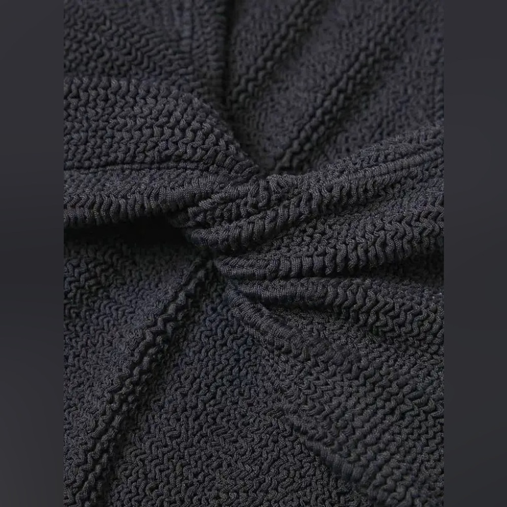 NEW Hunza G Jamie twist-front seersucker bikini In Black One Size - Picture 8 of 9